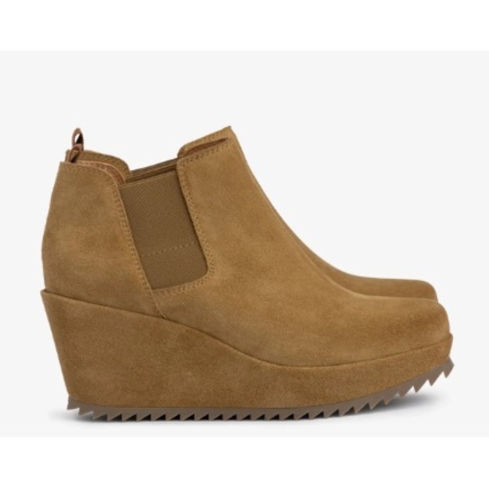 Pedro Garcia Feike Wedge Chelsea Boot Tan Suede Platform Wedge Ankle Boots